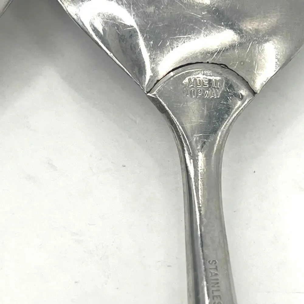 Stainless Steel Salad Serving Set with Rose Wood Handles, Made in Norway